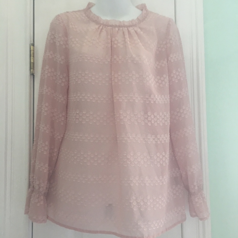 Liz Claiborne Sheer Blouse Peach Cream Small